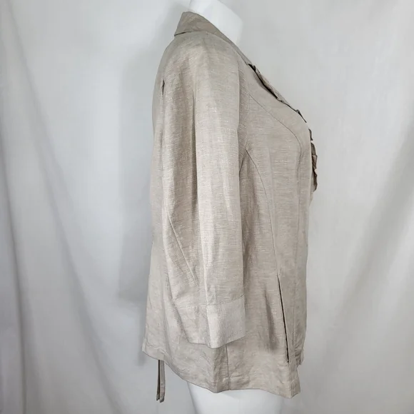 Lane Bryant Blazer JACKET Linen Blend Womens Size 20 Ruffle 3/4 Sleeves NWT - Picture 2 of 16